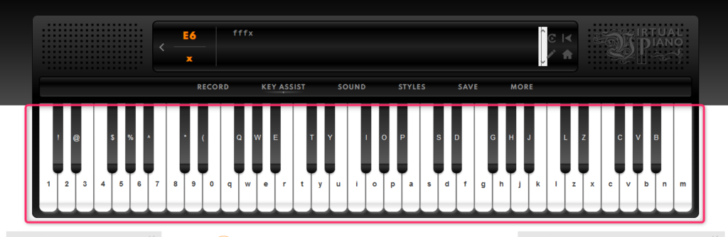 キーボードをクリックするか、マウスで鍵盤をクリックすることで、ピアノの音を再生することができます