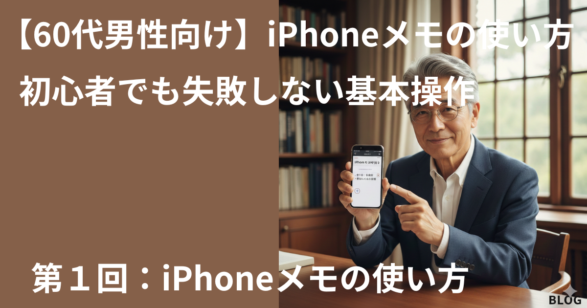 【60代男性向け】iPhoneメモの使い方-初心者でも失敗しない基本操作　第１回：iPhoneメモの使い方