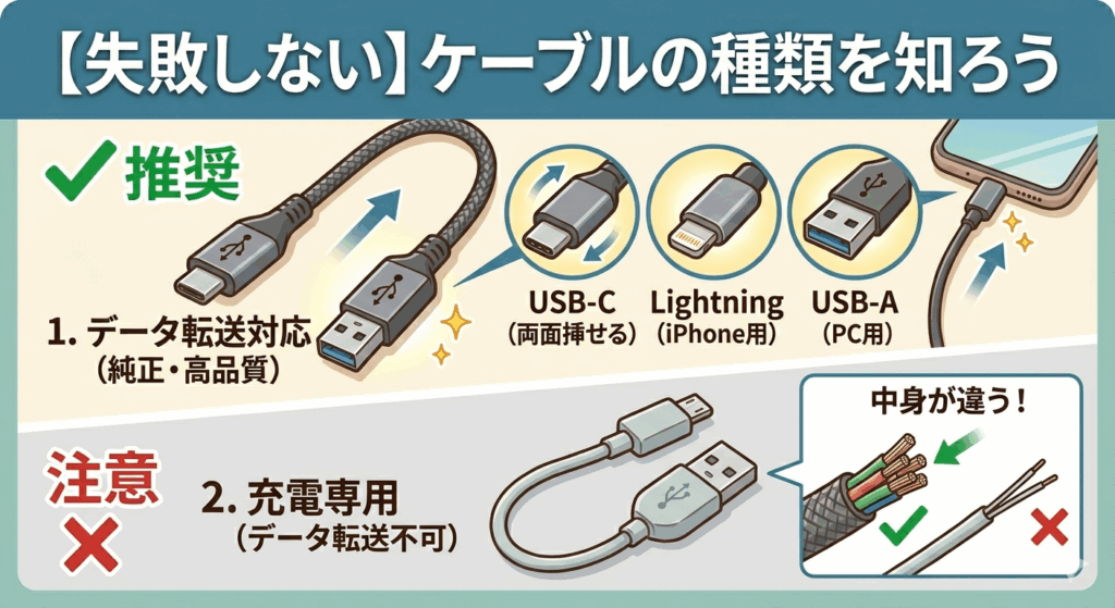 ケーブルの種類が多すぎる